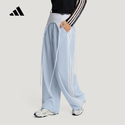 adidas阿迪达斯女子条纹休闲运动裤26秋季新款宽松梭织长裤KZ4220