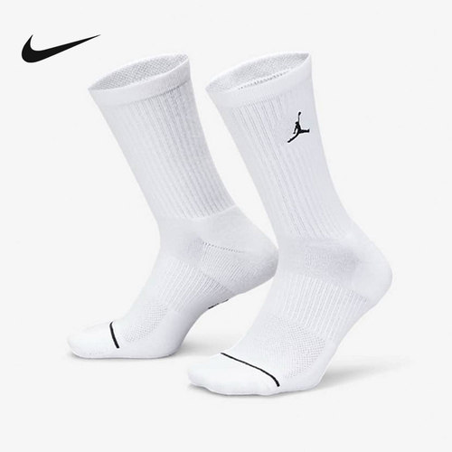 Nike耐克中筒运动袜子秋冬款白色透气速干休闲袜子DX9632-100