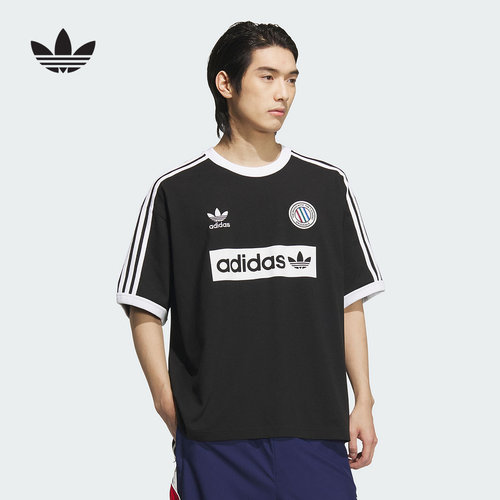 adidas阿迪达斯三叶草足球风半袖25秋男RINGER棉质短袖T恤 KC2603