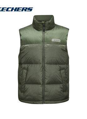 Skechers斯凯奇新款男子冬季羽绒背心休闲保暖马甲 L424M112/01DN