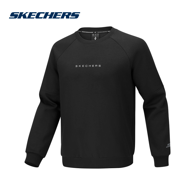 Skechers斯凯奇套头衫冬男简约纯色圆领针织卫衣 P425M010/0018