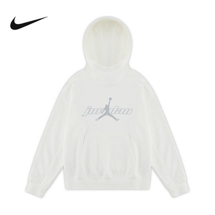 JORDAN耐克男女童装卫衣冬新款大童加绒刺绣套头连帽衫IO6209-133