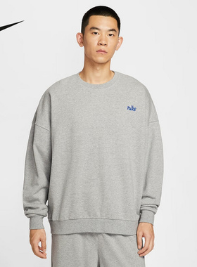 Nike耐克卫衣灰色男秋季刺绣宽松休闲圆领运动套头衫IB8360-063