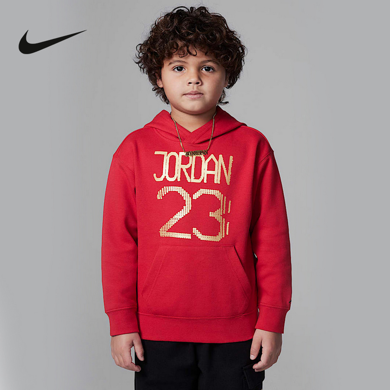 Nike耐克男小童25新年红款休闲舒适针织套头衫运动卫衣IF8875-687