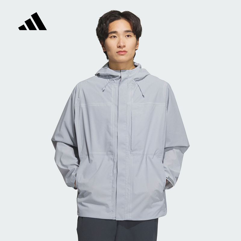 阿迪达斯25男梭织武宗系列防泼水防风透汽干燥连帽夹克外套JM0979