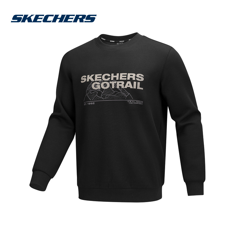 Skechers斯凯奇2025新款男装简约风舒适针织套头圆领卫衣P425M155