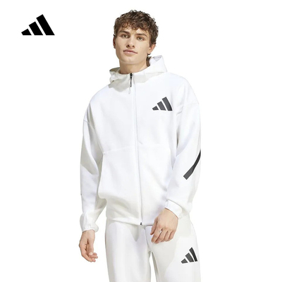 adidas阿迪达斯外套男装2025秋季新款连帽针织夹克运动上衣JF2443