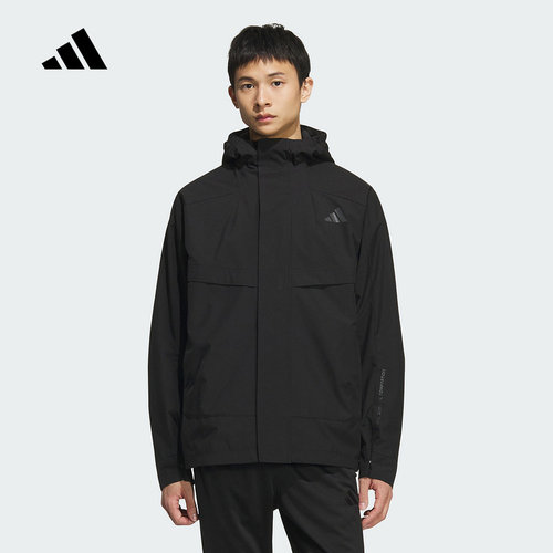adidas阿迪达斯冬季拒水防风运动休闲连帽外套男梭织夹克 KB7624