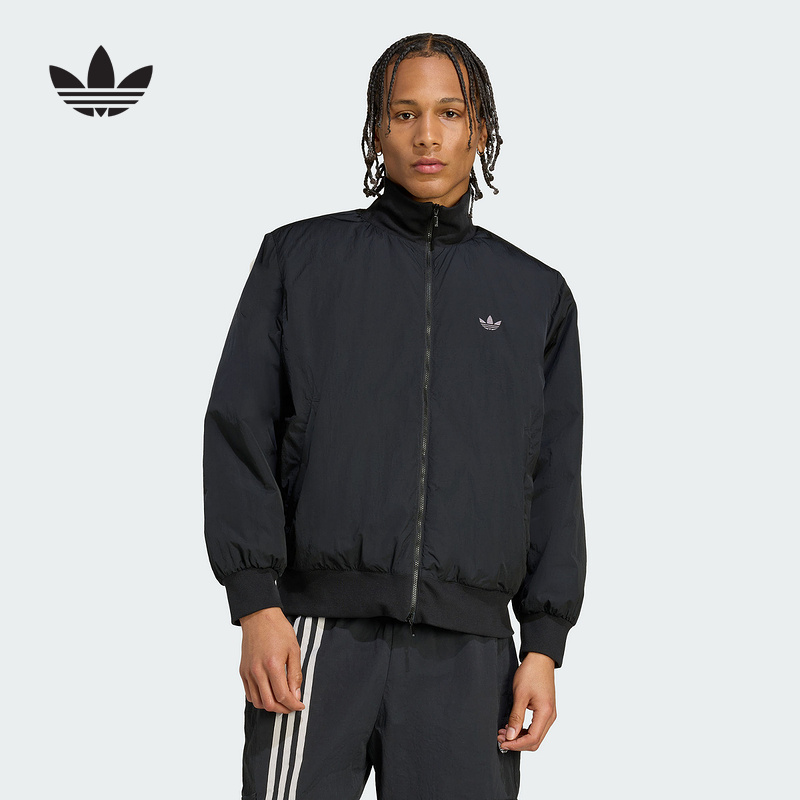 adidas阿迪达斯冬三叶草保暖飞行员立领运动夹克男短棉服 JX7783