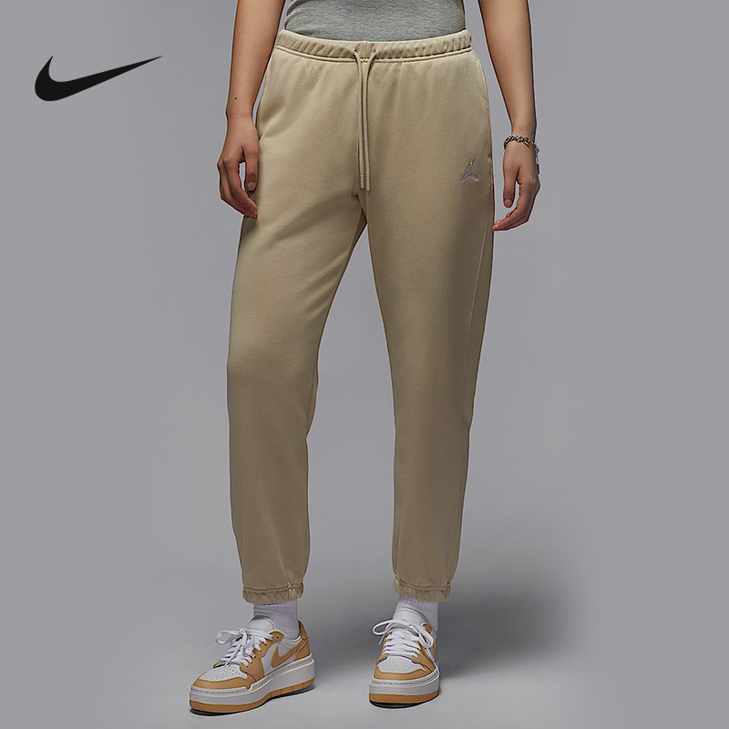 Nike耐克针织长裤女夏季Jordan刺绣飞人透气收口运动裤HJ1360-206