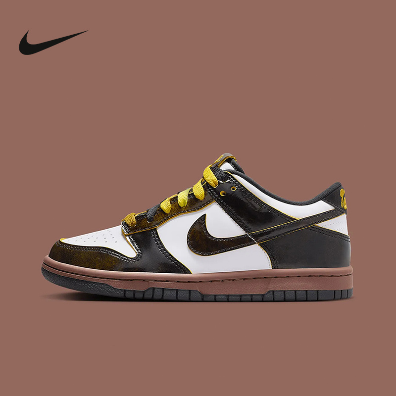 耐克Nike Dunk Low 低帮棕色运动休闲鞋童鞋复古滑板鞋HQ9294-100