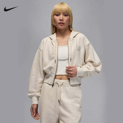 Nike耐克女外套秋新款Jordan休闲宽松运动连帽针织夹克IB9864-104