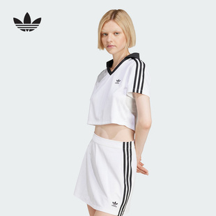 JD2608 V领POLO adidas阿迪达斯新款 2025夏女运动休闲透气健身短袖