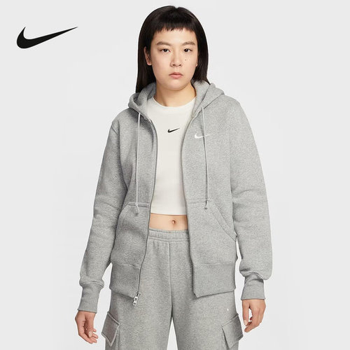 NIKE耐克女子针织夹克外套春季新款加绒连帽衫运动卫衣HJ0996-063