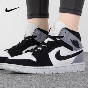 耐克女款板鞋Air Jordan 1 AJ1 白紫灰耐磨高帮篮球鞋DV0427-100