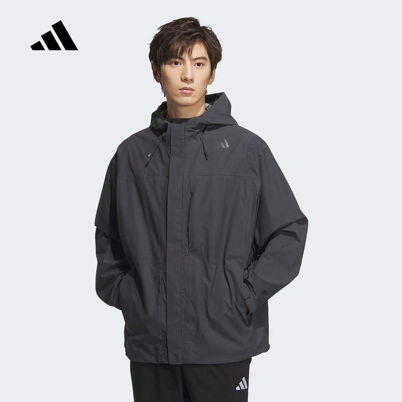 阿迪达斯25男梭织武宗系列防泼水防风透汽干燥连帽夹克外套JM0978