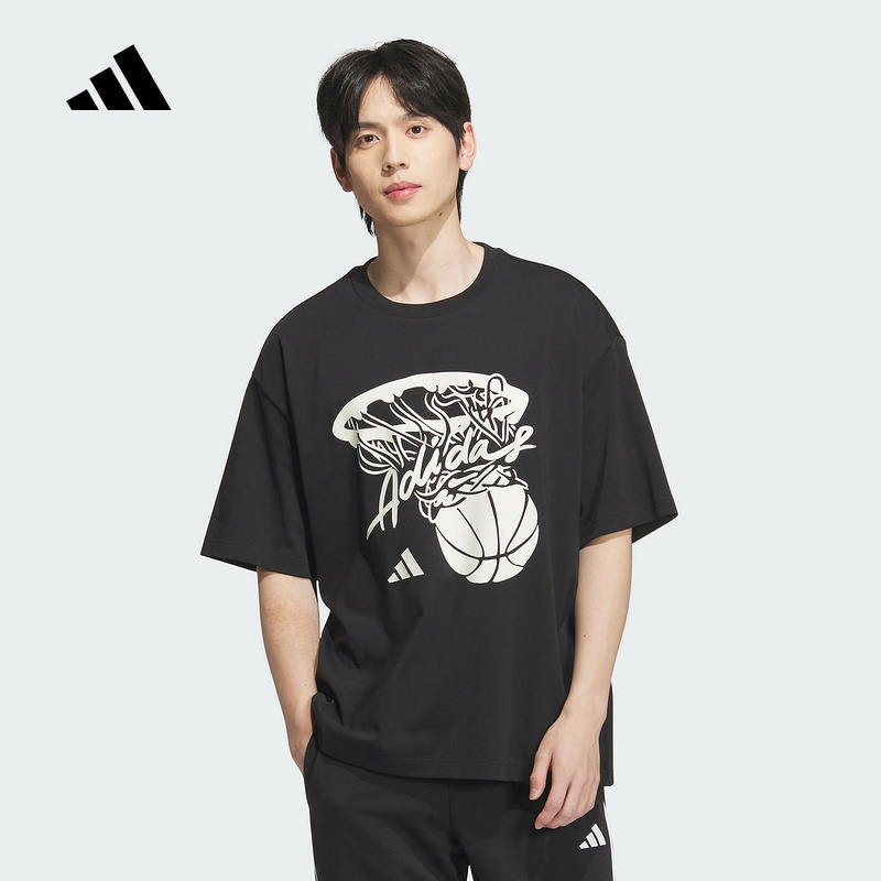 adidas阿迪达斯篮球文化印花半袖2025秋男女棉质短袖T恤 KD4293