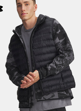 UA安德玛冬季新款Limitless男子休闲保暖黑色羽绒马甲6001212-001