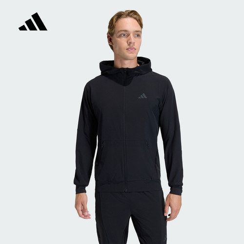 adidas阿迪达斯速干运动连帽外套健身服2026夏男梭织夹克 KA4821