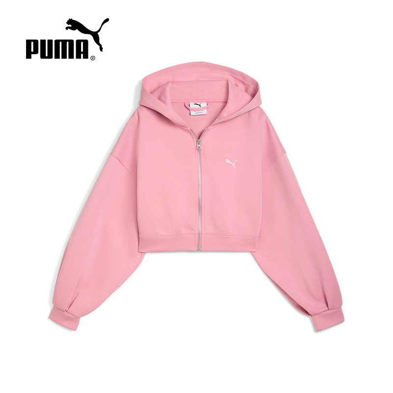 PUMA彪马夹克女秋季新款休闲运动短款针织拉链连帽外套635073-65