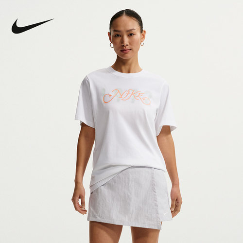 NIKE耐克女T恤2026夏季宽松透气棉质亲肤柔软短袖上衣IR7559-100