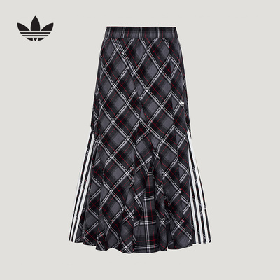 【欧阳娜娜同款】阿迪达斯三叶草情人节款半身裙女格纹裙子KT6381