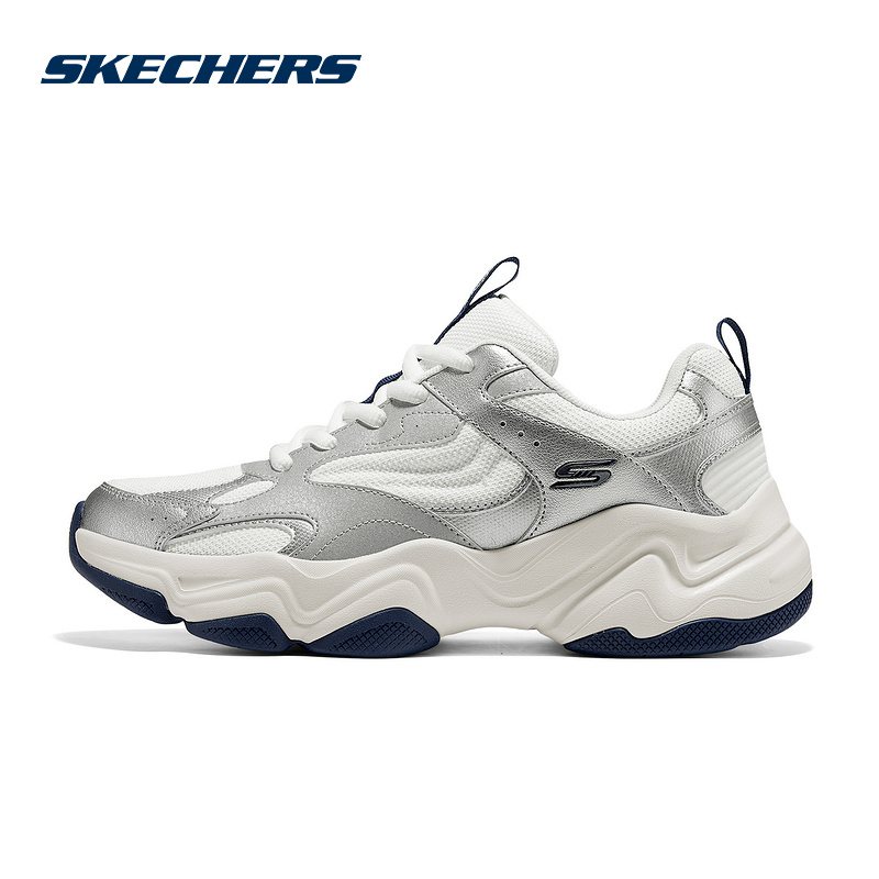Skechers斯凯奇男鞋轻质舒适休闲运动鞋透气老爹鞋 118330/SIL