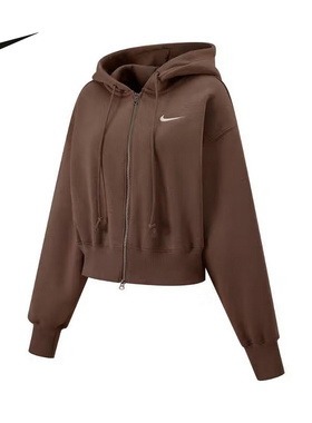 Nike耐克PHOENIX女子宽松短款全长拉链开襟加绒连帽衫 HJ0941-233