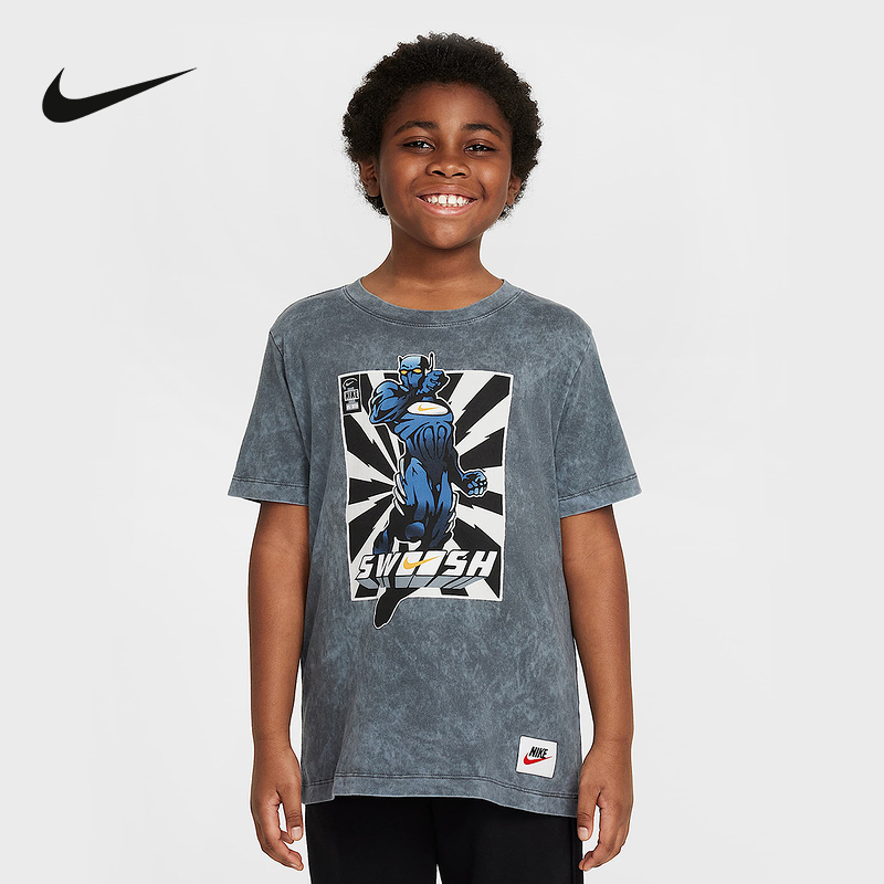 Nike耐克男女童短袖夏季大童图案T恤棉质轻便柔软半袖HQ3231-060