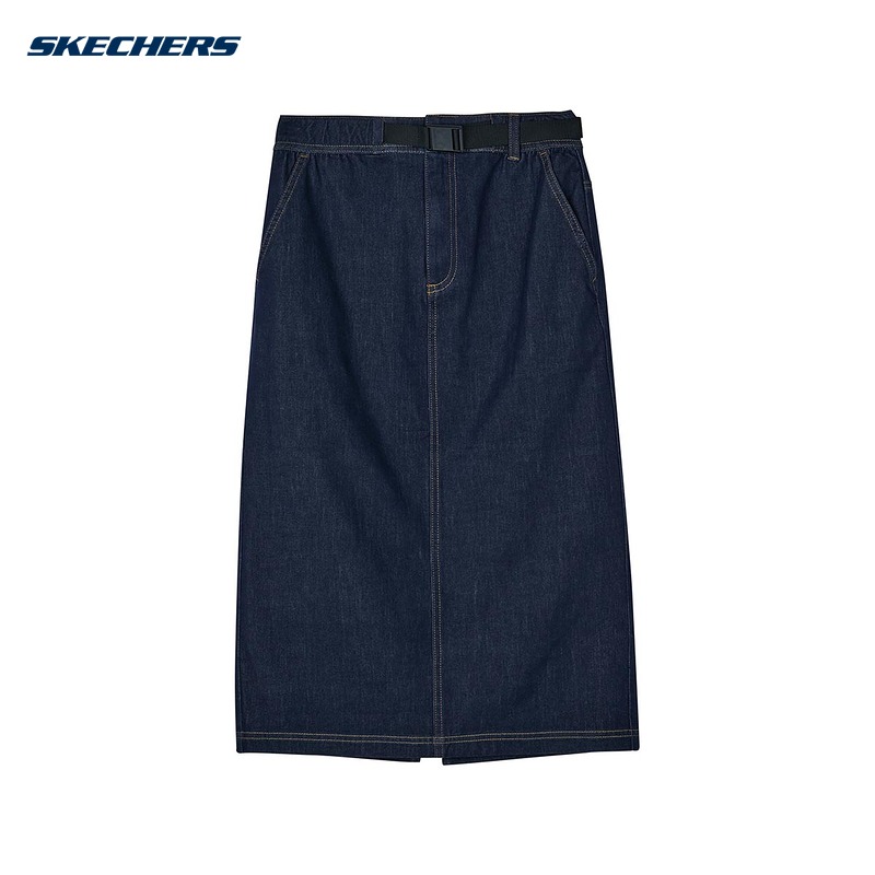 SKECHERS斯凯奇2024夏季女子时尚休闲简约半身长裙L224W026/0408
