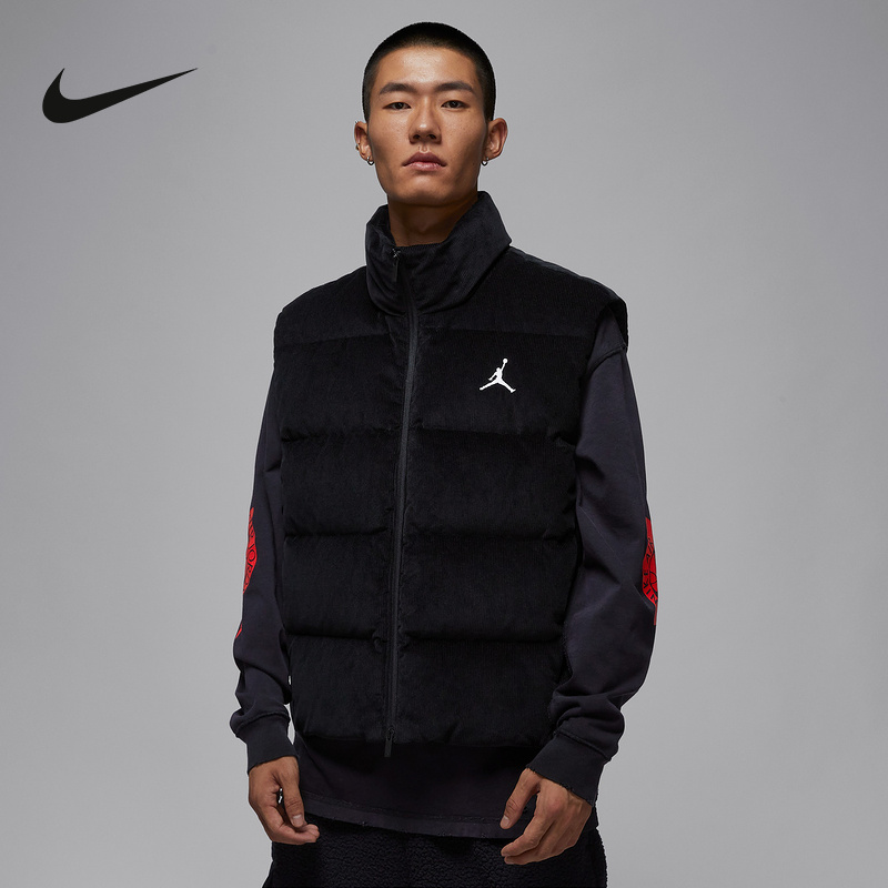 JORDAN耐克男子羽绒服马甲冬季新款轻便保暖灯芯绒夹克HV0535-010