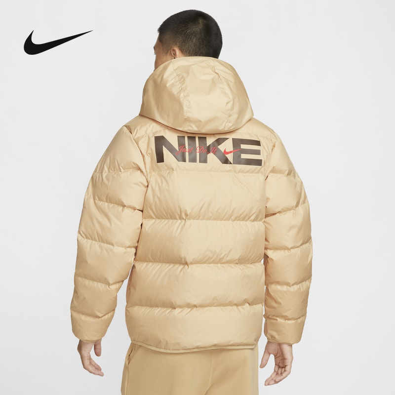 Nike耐克短款羽绒服男冬季风行者拒水外套连帽保暖背标夹克HQ4183