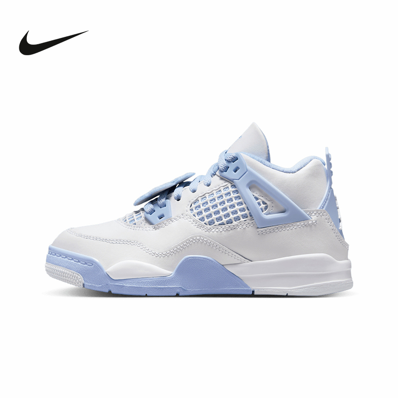 NIKE耐克男女小童鞋AIR Jordan 4 AJ4白蓝运动鞋篮球鞋IB8962-100