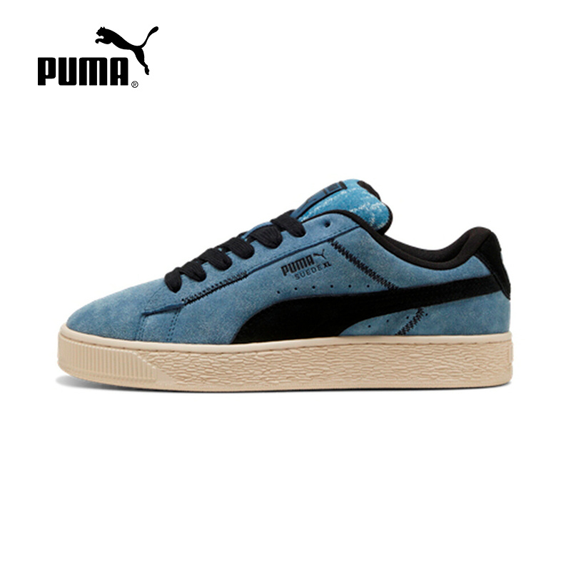 PUMA彪马运动鞋冬季男女情侣翻毛皮蓝色休闲鞋经典板鞋402569-01