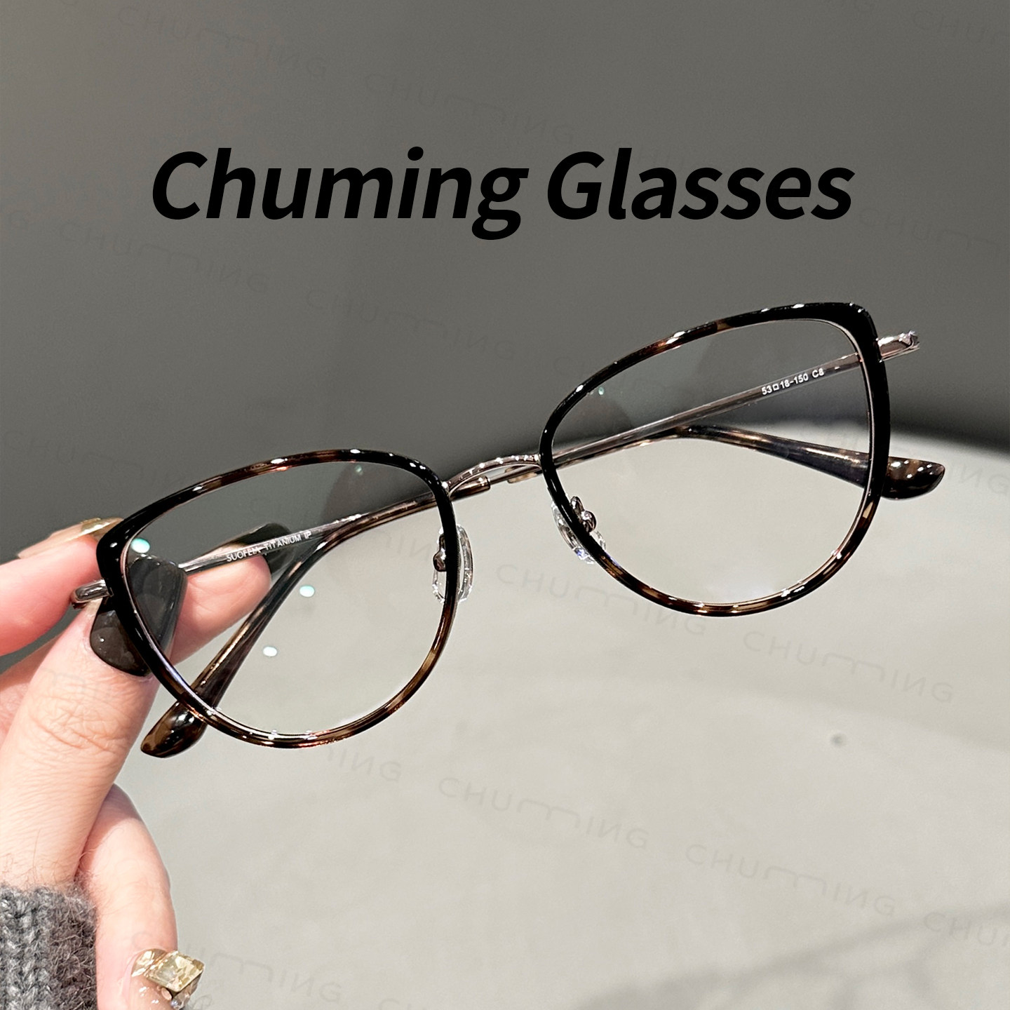 超轻钛架复古玳瑁色猫眼框眼镜架女近视度数可配高级感防蓝光镜框