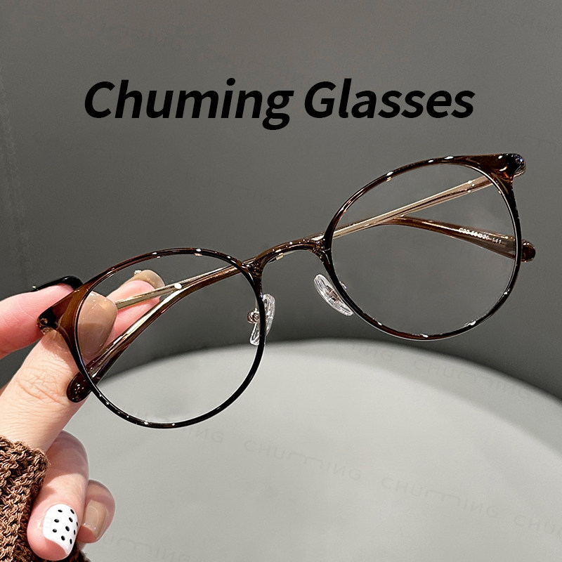 超轻TR韩系茶色显白显脸小椭圆眼镜框女可配度数百搭防蓝光眼睛架