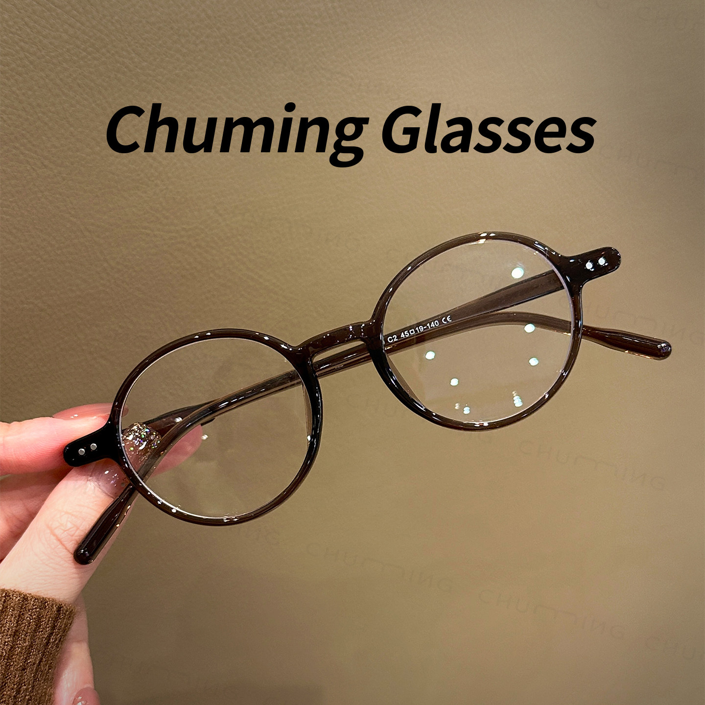 日系咖啡茶小圆框近视眼镜