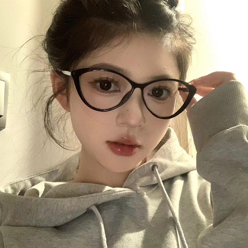 超轻黑色框潮流猫眼型眼镜近视女可配度数素颜神器方圆脸眼睛镜架