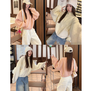 SG/杨依姗 FW软糯云朵 100颗粒羊毛立领毛衣外套女秋冬新款