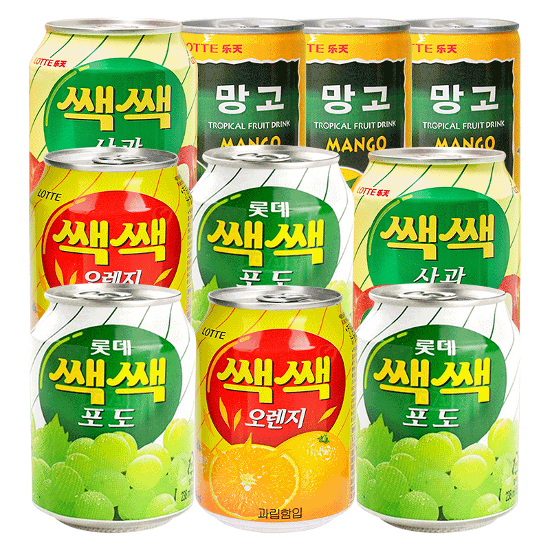 韩国乐天果汁饮料葡萄汁整箱进口批特价芒果橙汁韩式饮品水果果肉
