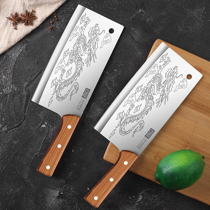 行冠厨房菜刀不锈钢锻打锤纹刀具套装家用五件套超快锋利切菜刀砍