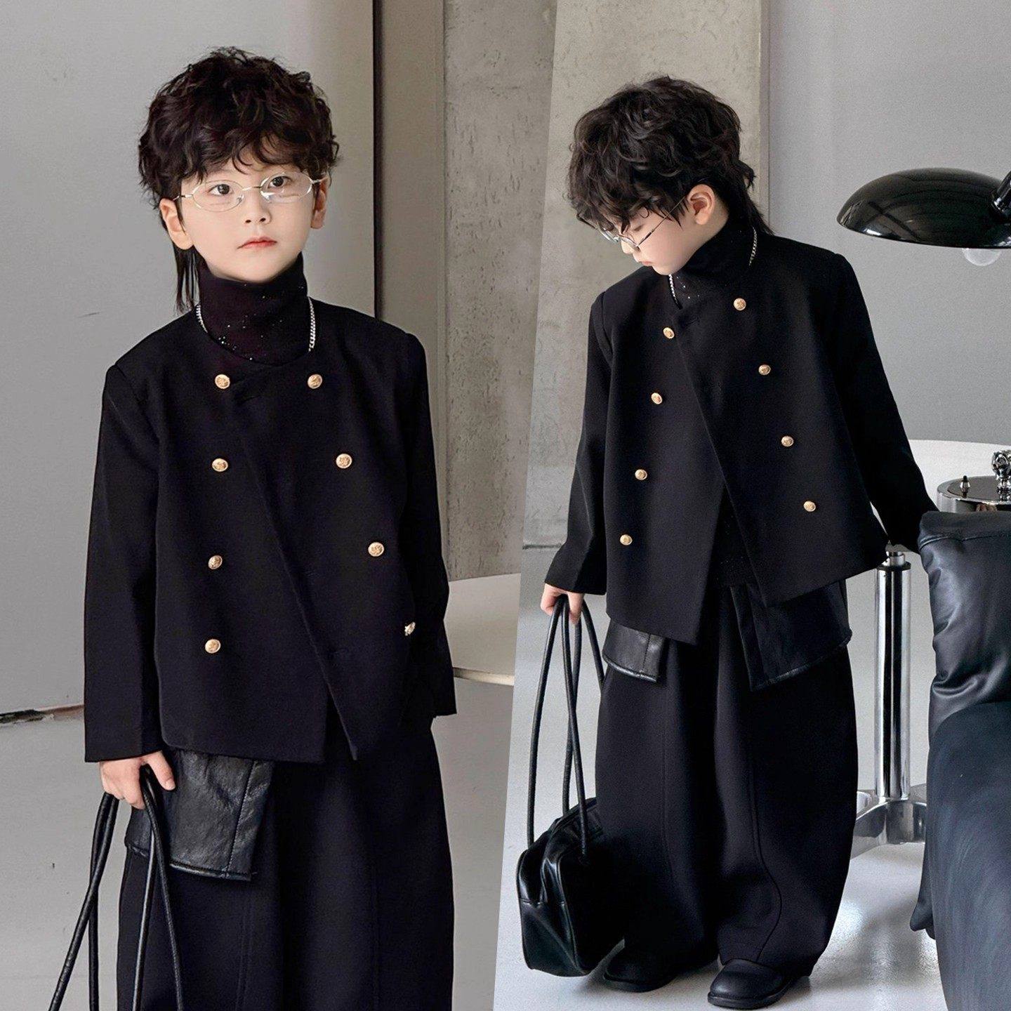 法国Uamtor高级感男童小香风西装套装休闲生日礼服儿童模特走秀潮