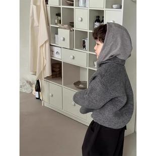 法国Uamtor男童外套秋冬款男孩韩版短款呢子大衣儿童潮范帅气秋装