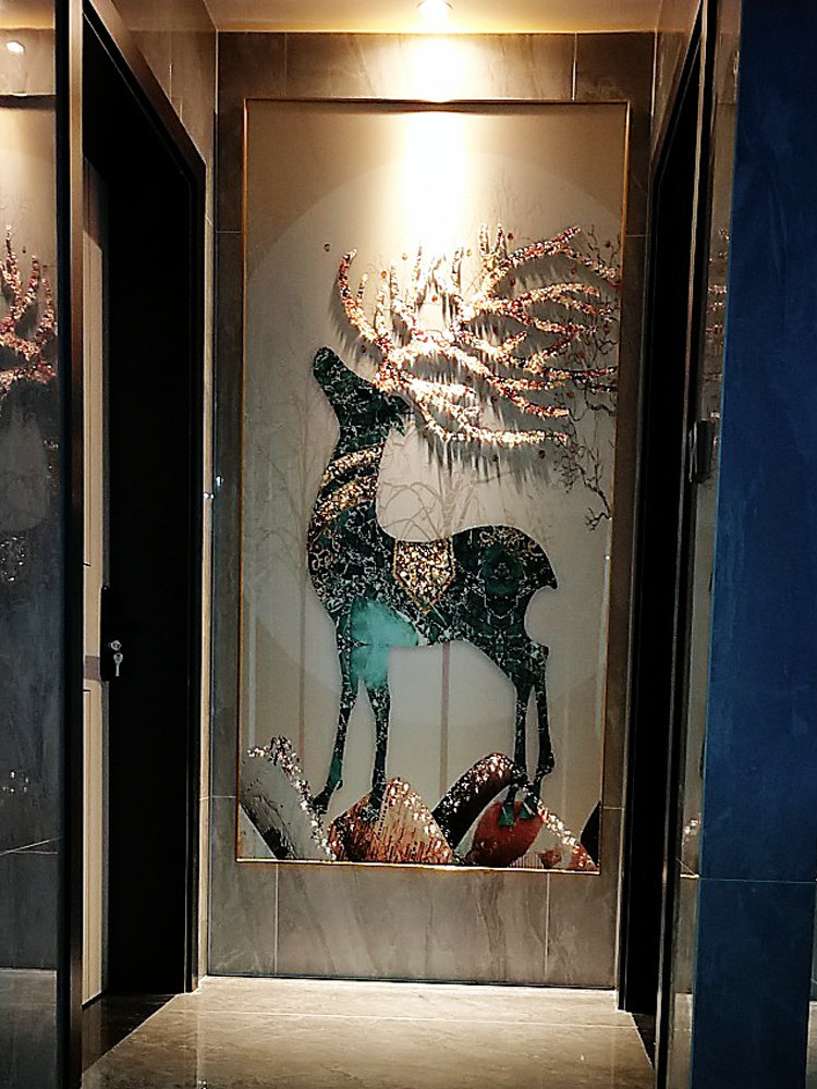金鹿晶瓷画北欧风装饰画走廊过道墙挂画轻奢单幅画入户玄关背景墙