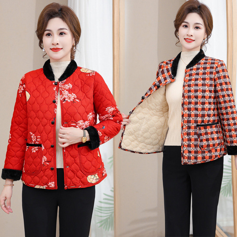新中式2024早秋新款棉衣女国风盘扣加绒外套复古妈妈装小棉袄上衣