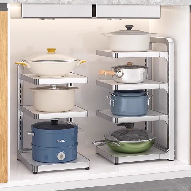 304不锈钢锅具收纳架高度可调节