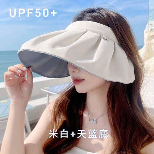 2026新款防晒帽空顶贝壳防晒帽女夏季发箍防紫外线遮阳帽遮脸大檐