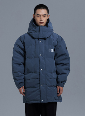 AzureMountain/蔚蓝山脉连帽派克大衣冬季男士宽松白鸭绒羽绒服