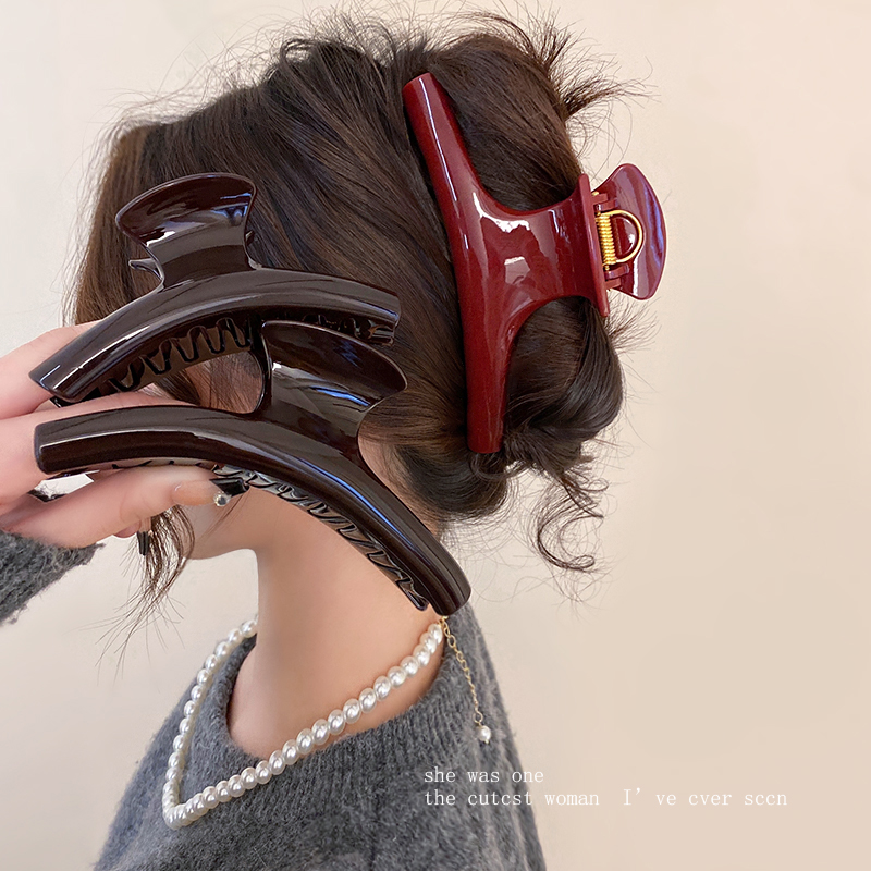 超大号弧形抓夹女2024新款秋冬鲨鱼夹后脑勺盘发头饰高级感发夹子