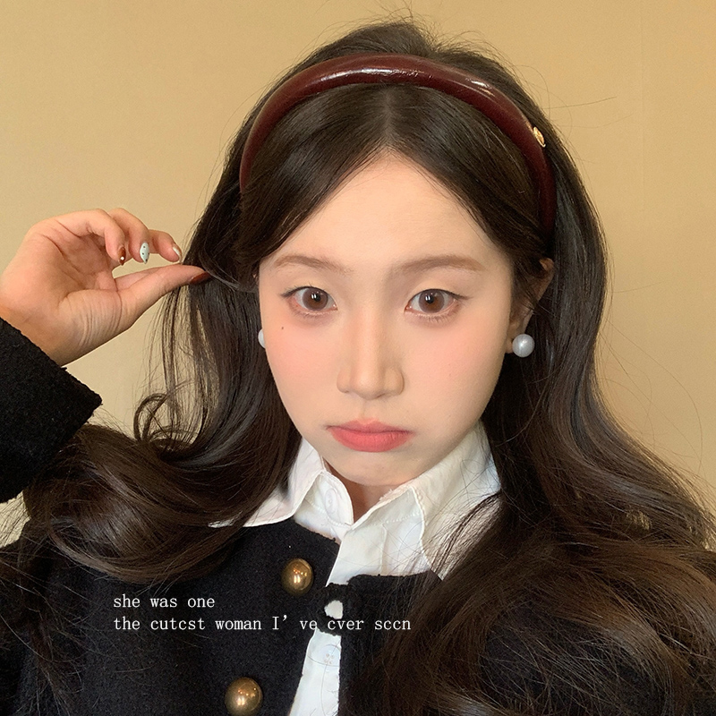 复古红色皮质海绵细发箍